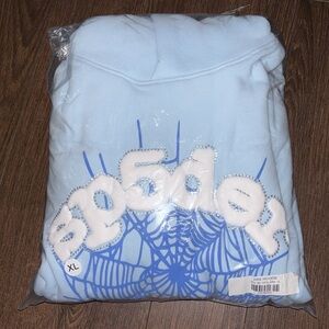 Sp5der sky blue hoodie